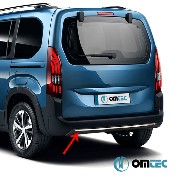 Arka Tampon Difüzör Çıtası Paslanmaz (Parlak) - Peugeot Partner - MVN K9 - (2019 - )