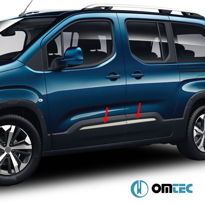 Yan Kapı Çıtası 4 Prç. Paslanmaz Çelik (Parlak) - Peugeot Rifter - MVN K9 - (2019 - )