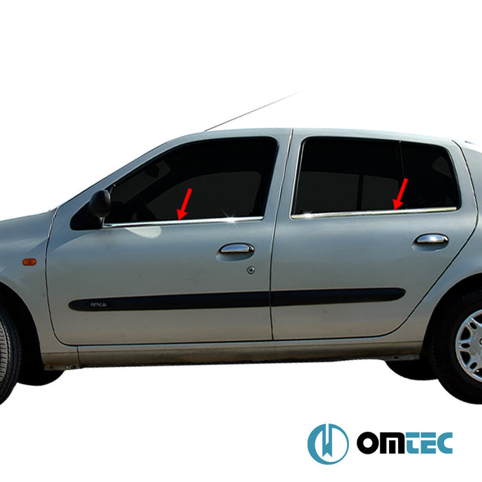 Cam Çıtası 4 Prç. Paslanmaz Çelik (Parlak) - Renault Clio - HB 5D BB - (1999 - 2006)