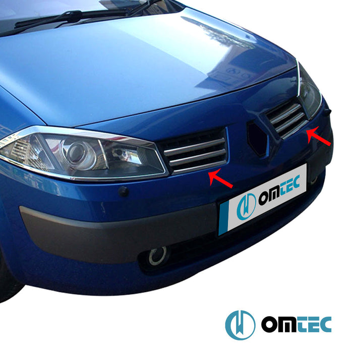 Ön Panjur 6 Prç. P.Çelik (Parlak) - Renault Megane - HB 5D II - (2002 - 2009)