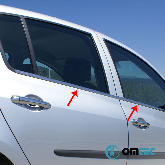 Cam Çıtası 4 Prç. Paslanmaz Çelik (Parlak) - Renault Clio - HB 5D BR - (2006 - 2012)