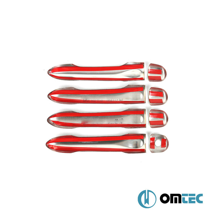 Kapı Kolu 4 Kapı 8 Prç. (H1) Paslanmaz Çelik (Parlak) - Mercedes - Benz Smart Fortwo - HB 3D W453 - (2014 - )