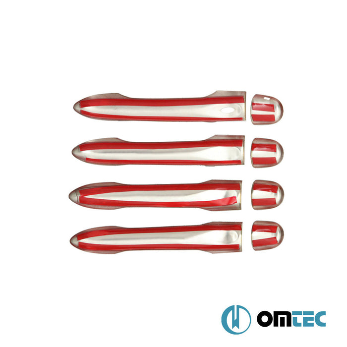 Kapı Kolu 4 Kapı 8 Prç. (S1) Paslanmaz Çelik (Parlak) (Keyless) - Renault Megane - SW III - (2009 - 2016)