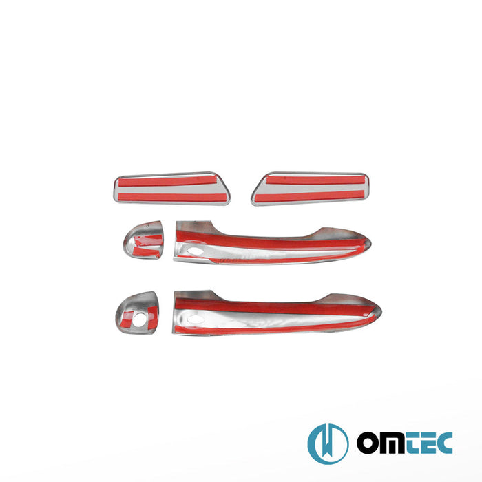 Kapı Kolu 4 Kapı 6 Prç. (H1S2) Paslanmaz Çelik (Parlak) (Keyless) - Renault Clio - HB 5D BH - (2012 - 2018)