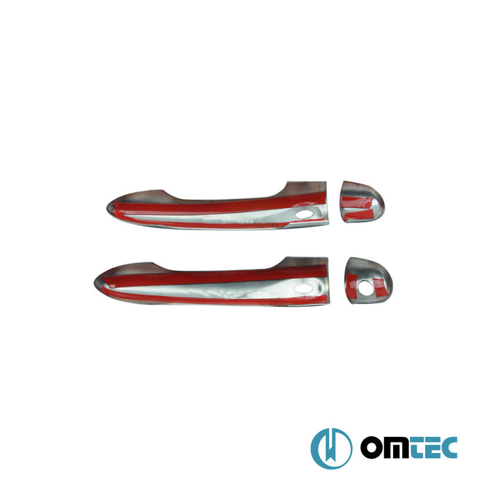 Ön Kapı Kolu 2 Kapı 4 Prç. (H1S2) Paslanmaz Çelik (Parlak) (Keyless) - Renault Clio - HB 5D BH - (2012 - 2018)