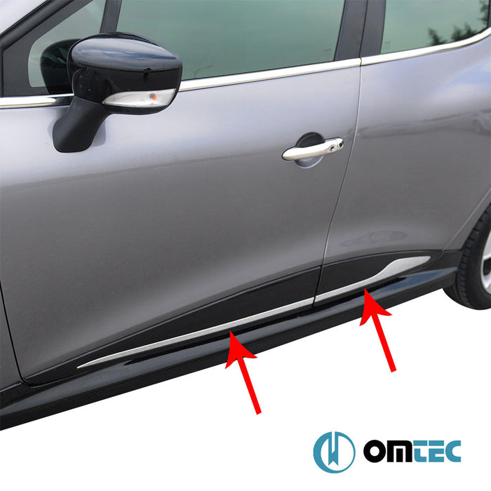 Yan Kapı Çıtası (Formlu) 4 Prç. Paslanmaz Çelik (Parlak) - Renault Clio - SW BH - (2012 - 2018)