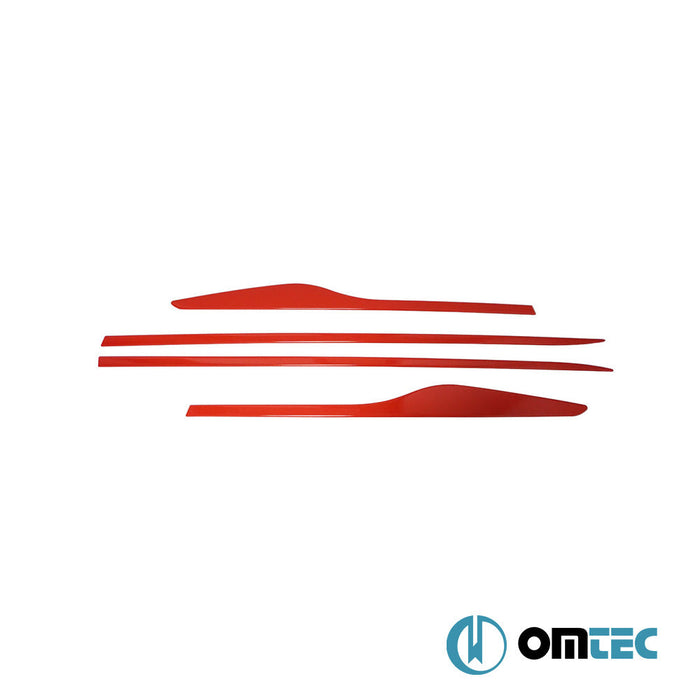 Yan Kapı Çıtası (Formlu) 4 Prç. Paslanmaz Çelik (Parlak) (Kırmızı) - Renault Clio - HB 5D BH - (2012 - 2018)