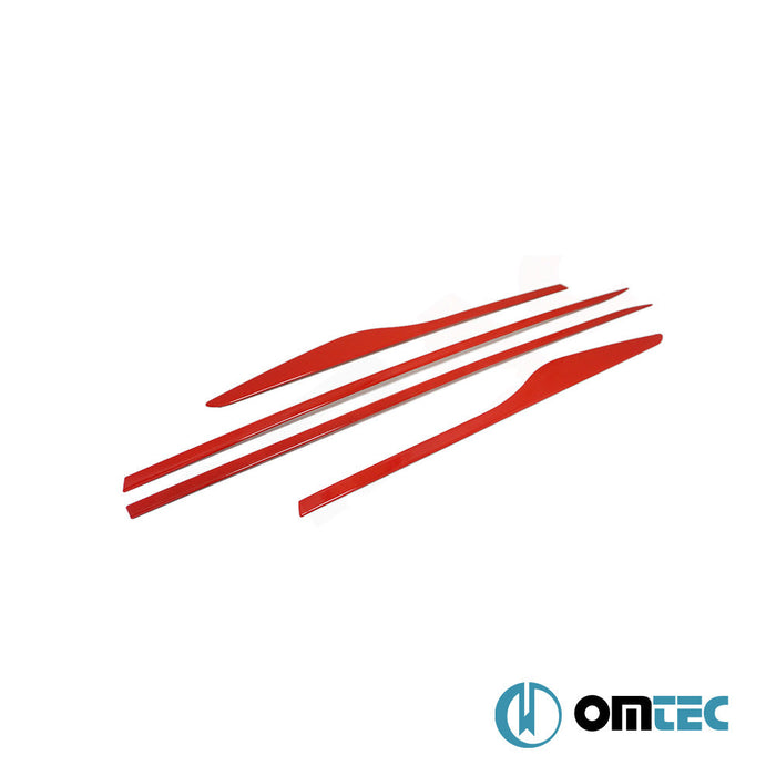 Yan Kapı Çıtası (Formlu) 4 Prç. Paslanmaz Çelik (Parlak) (Kırmızı) - Renault Clio - HB 5D BH - (2012 - 2018)