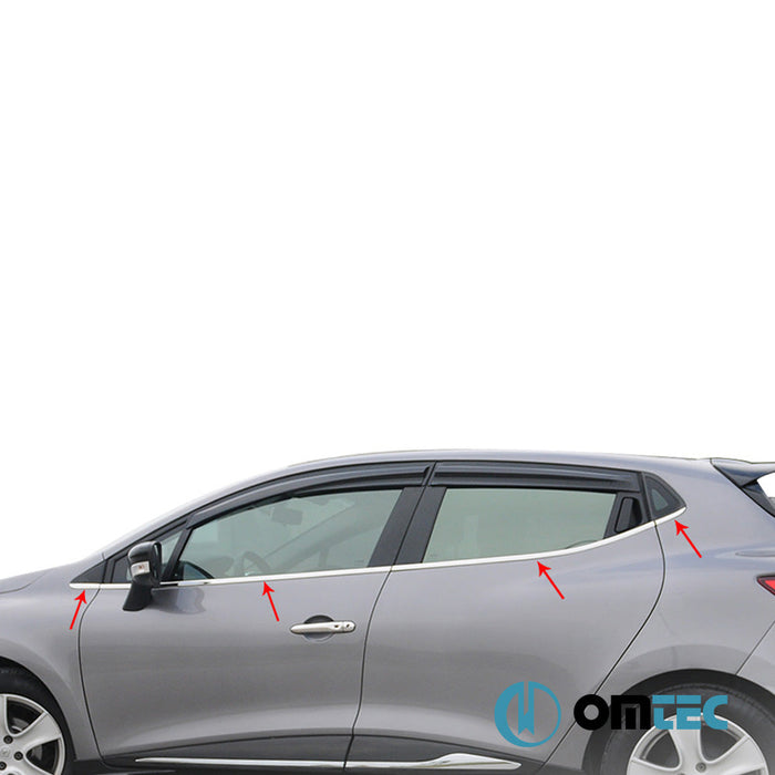 Cam Çıtası 8 Prç. Paslanmaz Çelik (Parlak) - Renault Clio - HB 5D BH - (2012 - 2018)