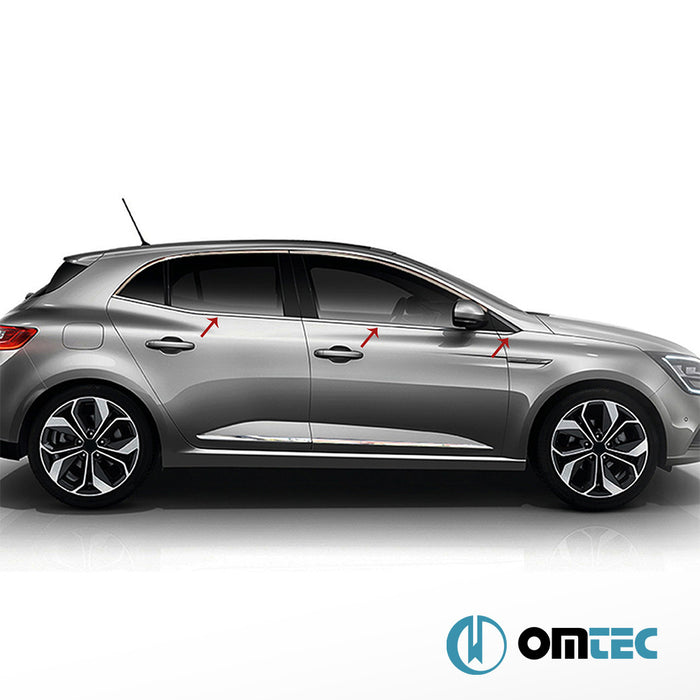 Cam Çıtası 6 Prç. Paslanmaz Çelik (Parlak) - Renault Megane - HB 5D IV - (2016 - )