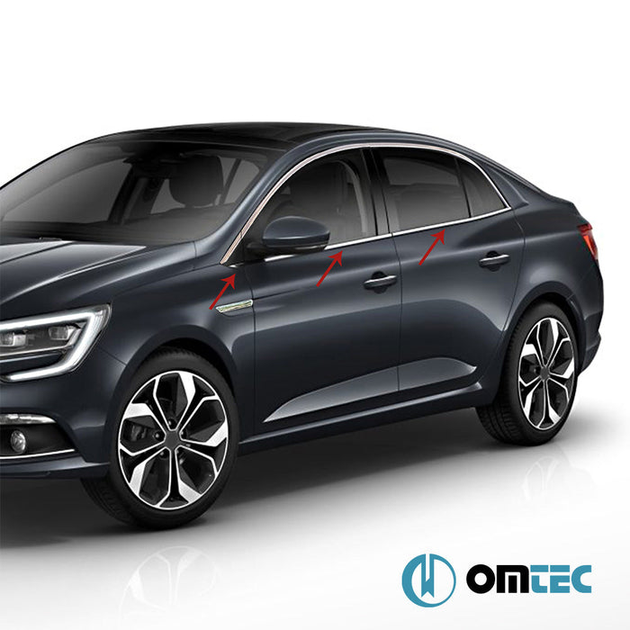 Cam Çıtası 6 Prç. Paslanmaz Çelik (Parlak) - Renault Megane - SD IV - (2016 - )