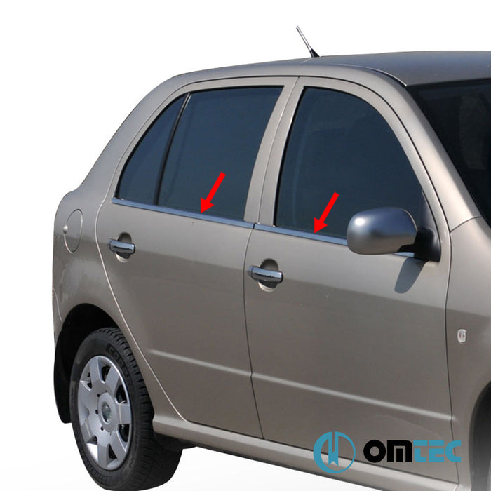 Cam Çıtası 4 Prç. Paslanmaz Çelik (Parlak) - Skoda Fabia - HB 5D 6Y - (2000 - 2007)