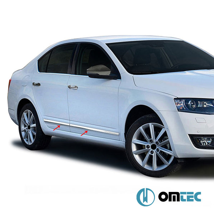 Yan Kapı Çıtası 4 Prç. Paslanmaz Çelik (Parlak) - Skoda Octavia - SW 5E - (2013 - 2019)