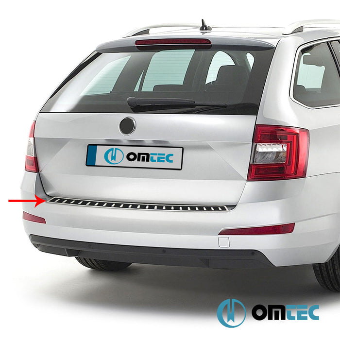 Karbon Folyolu Arka Tampon Eşiği Paslanmaz Çelik - Skoda Octavia - SW 5E - (2013 - 2019)