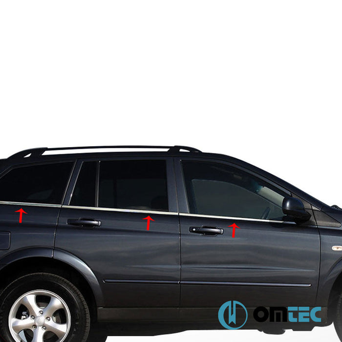 Cam Çıtası 6 Prç. Paslanmaz Çelik (Parlak) - SsangYong Kyron - SUV I FL - (2007 - 2014)