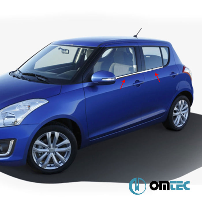 Cam Çıtası 4 Prç. Paslanmaz Çelik Kaplama - Suzuki Swift - HB 5D AZG - (2010 - 2017)