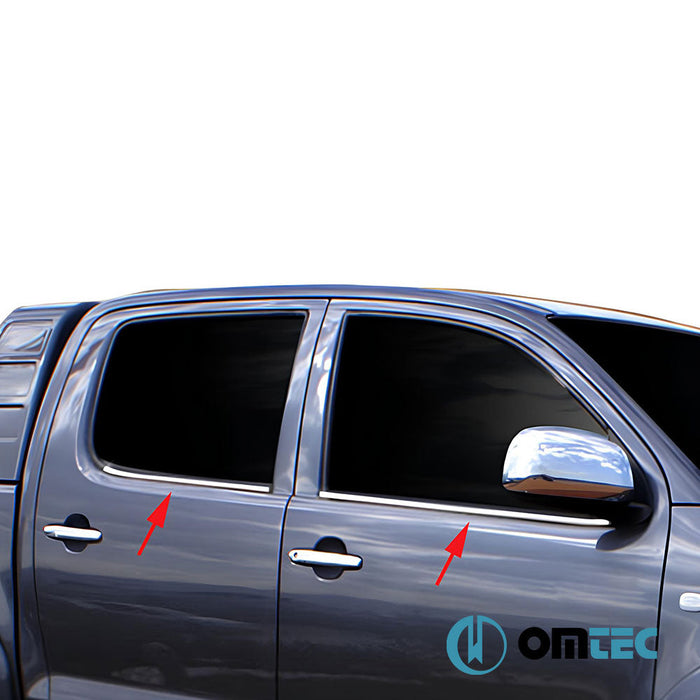 Cam Çıtası 4 Prç. Paslanmaz Çelik (Parlak) - Toyota Hilux - PK AN10 - (2005 - 2015)