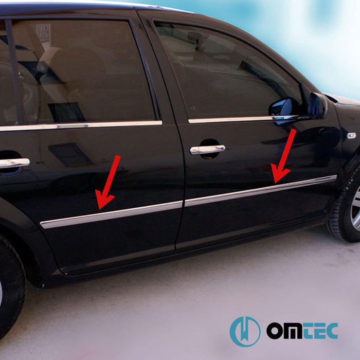 Yan Kapı Çıtası 4 Prç. Paslanmaz Çelik (Parlak) - Volkswagen Golf - HB 5D Mk4 - (1998 - 2003)