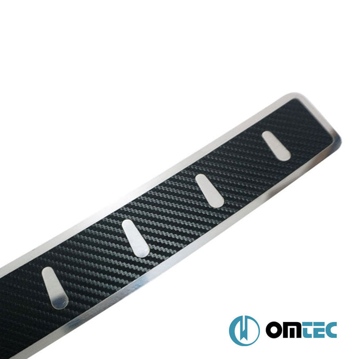 Karbon Folyolu Arka Tampon Eşiği Paslanmaz Çelik - Hyundai Santa Fe - SUV CM FL - (2010 - 2012)