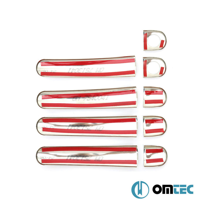 Kapı Kolu 4 Kapı 9 Prç. (H1) Paslanmaz Çelik (Parlak) - Skoda Yeti - SUV 5L - (2010 - 2017)