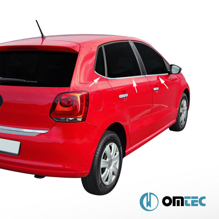 Cam Çıtası 6 Prç. Paslanmaz Çelik (Parlak) (LHD) - Volkswagen Polo - HB 5D 6R - (2009 - 2017)