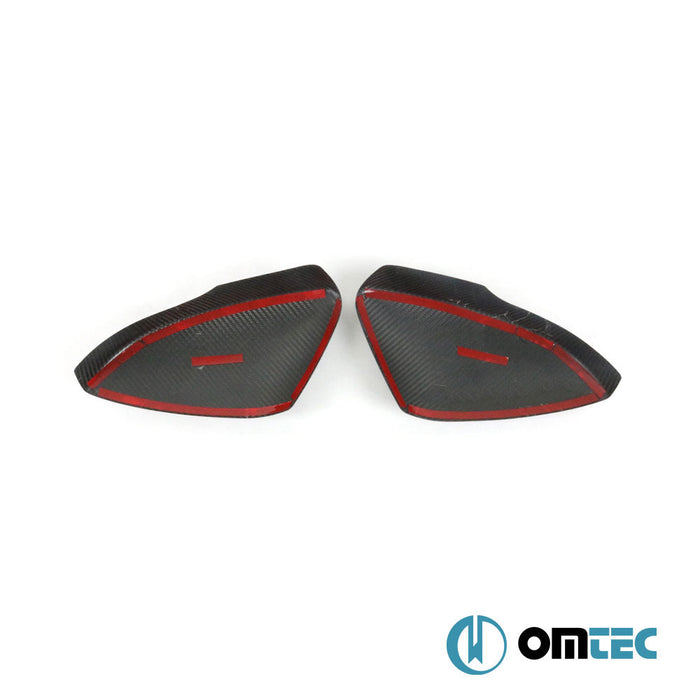 Ayna Kapağı 2 Prç. (Karbon - Kırmızı) - Volkswagen Golf - HB 3D Mk7 - (2013 - 2019)