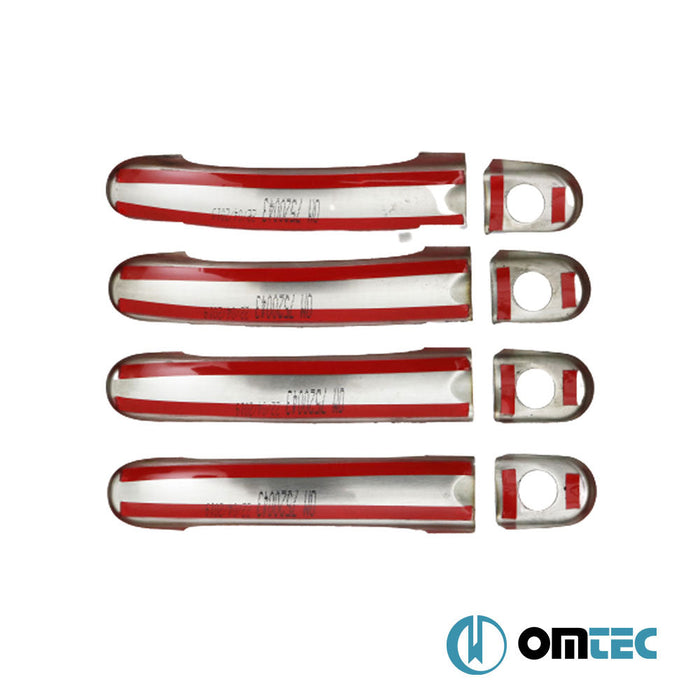 Kapı Kolu 4 Kapı 8 Prç. (H4) Paslanmaz Çelik (Parlak)(Tüm kilit sistemleriyle uyumludur) - Volkswagen T5 Caravelle - VAN T5 - (2003 - 2015)