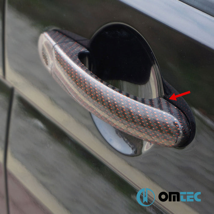 Kapı Kolu 3 Kapı 6 Prç. (H1) (Karbon - Kırmızı) - Volkswagen T5 Multivan - VAN T5 - (2003 - 2015)