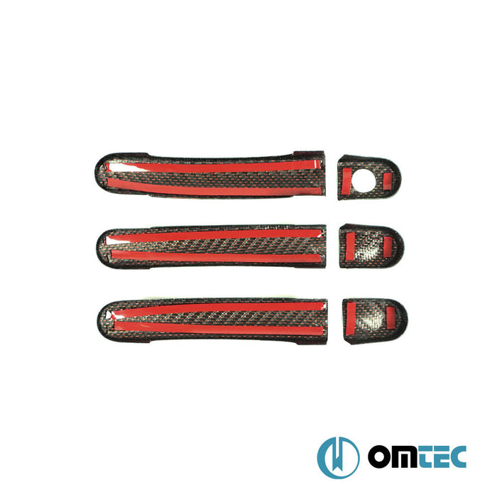 Kapı Kolu 3 Kapı 6 Prç. (H1) (Karbon - Kırmızı) - Volkswagen T6 Transporter - VAN T6 - (2015 - 2022)