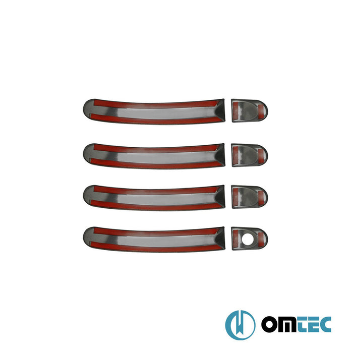 Deco Kapı Kolu 4 Kapı 8 Prç. (H1) Paslanmaz Çelik (Siyah) - Volkswagen T5 Caravelle - VAN T5 - (2003 - 2015)