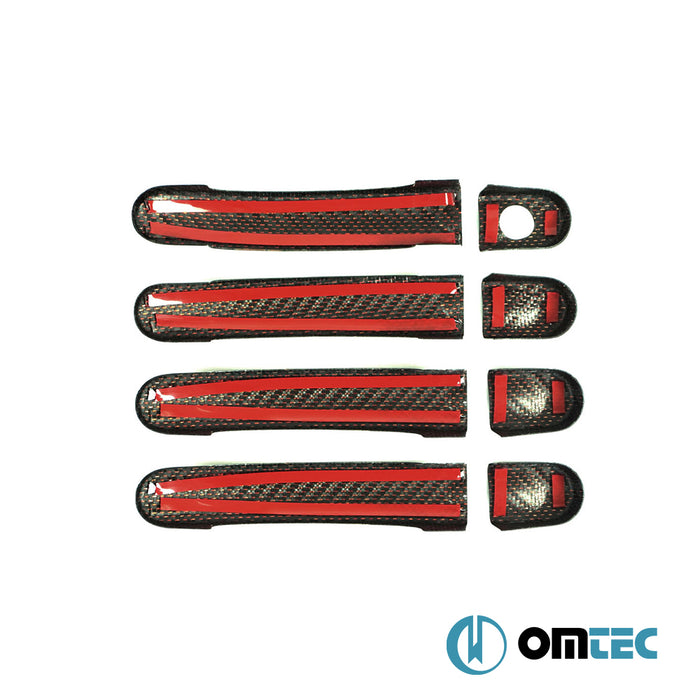 Kapı Kolu 4 Kapı 8 Prç. (H2) (Kırmızı - Karbon) - Volkswagen T6 Transporter - VAN T6 - (2015 - 2024)