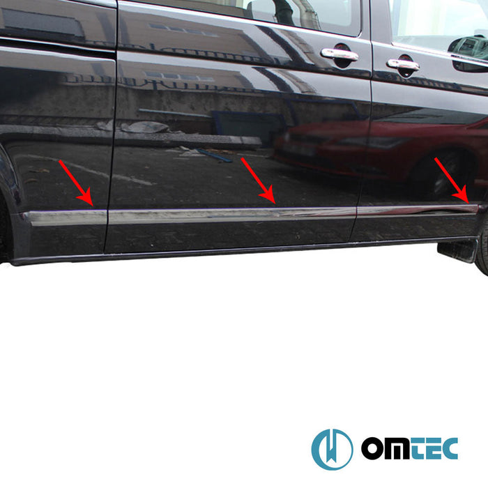 Yan Kapı Çıtası 5 Prç. Paslanmaz Çelik (Parlak) (L1. - LHD - Tek Sürgülü) - Volkswagen T5 Transporter - VAN T5 - (2003 - 2015)