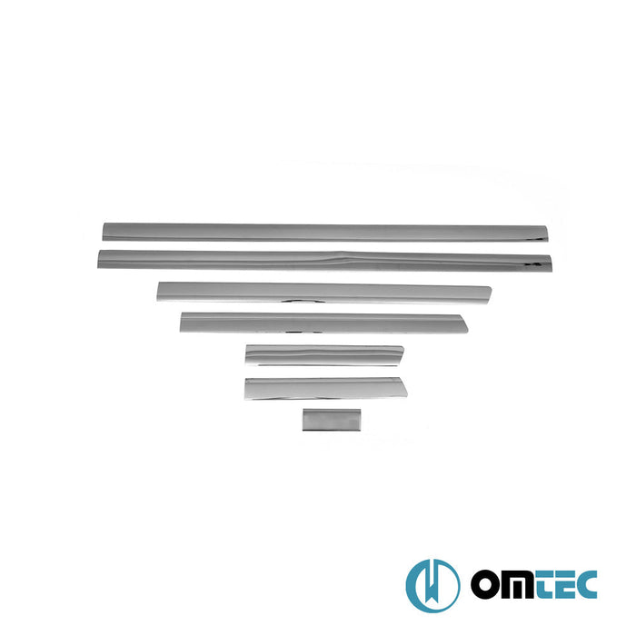 Yan Kapı Çıtası 7 Prç. Paslanmaz Çelik (Siyah) (L2. - RHD/LHD - Tek Sürgülü) - Volkswagen T6 Transporter - VAN T6 - (2015 - 2022)