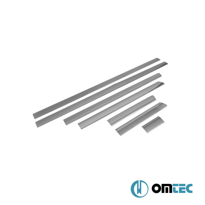 Yan Kapı Çıtası 7 Prç. Paslanmaz Çelik (Siyah) (L2. - RHD/LHD - Tek Sürgülü) - Volkswagen T6 Multivan - VAN T6 - (2015 - 2022)