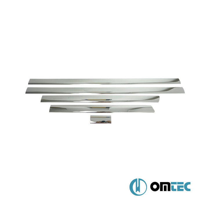 Yan Kapı Çıtası 5 Prç. Paslanmaz Çelik (Parlak) (L1. - RHD/LHD - Çift Sürgülü) - Volkswagen T6 Multivan - VAN T6 - (2015 - 2022)