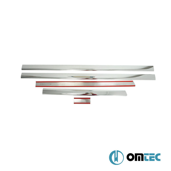 Yan Kapı Çıtası 5 Prç. Paslanmaz Çelik (Parlak) (L1. - RHD/LHD - Çift Sürgülü) - Volkswagen T6 Multivan - VAN T6 - (2015 - 2022)