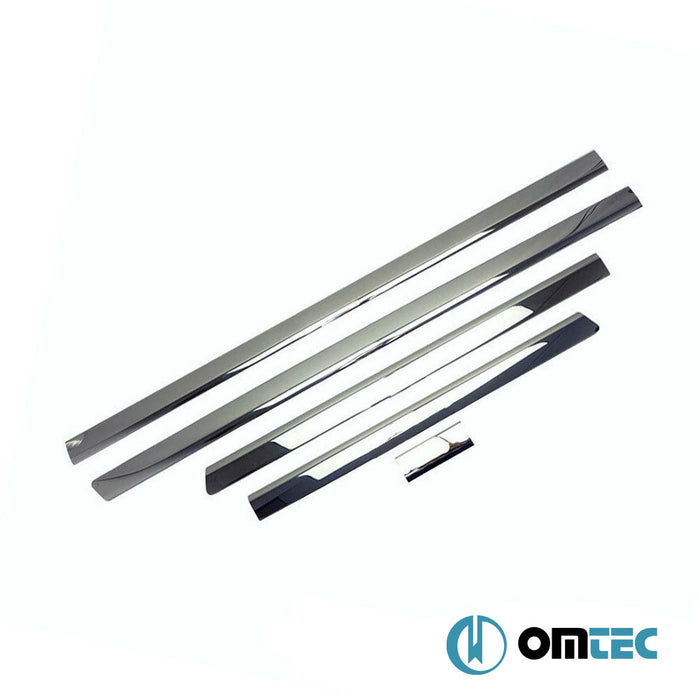 Yan Kapı Çıtası 5 Prç. Paslanmaz Çelik (Parlak) (L1. - RHD - Tek Sürgülü) - Volkswagen T6 Transporter - VAN T6 - (2015 - 2022)