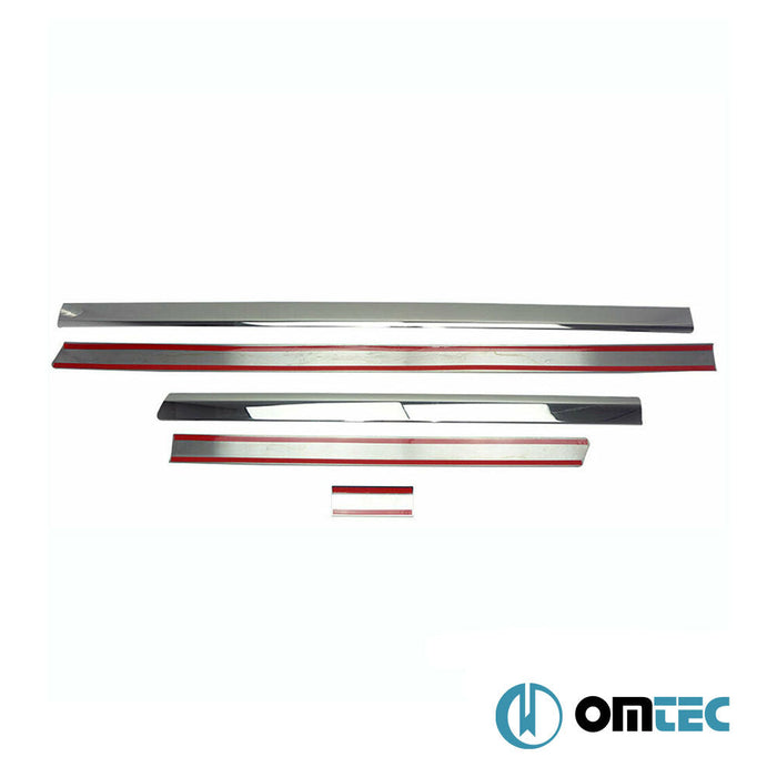 Yan Kapı Çıtası 5 Prç. Paslanmaz Çelik (Parlak) (L1. - RHD - Tek Sürgülü) - Volkswagen T6 Transporter - VAN T6 - (2015 - 2022)