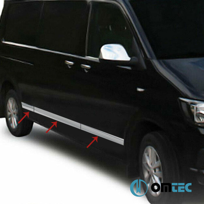 Yan Kapı Çıtası 5 Prç. Paslanmaz Çelik (Parlak) (L1. - RHD - Tek Sürgülü) - Volkswagen T6 Caravelle - VAN T6 - (2015 - 2022)