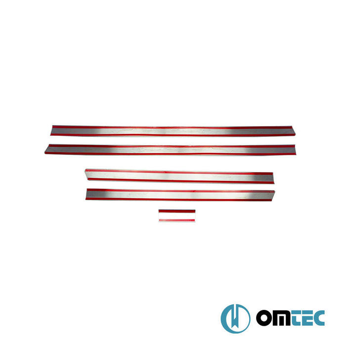 Yan Kapı Çıtası 5 Prç. Paslanmaz Çelik (L1. - RHD - Tek Sürgülü - Siyah) - Volkswagen T5 Caravelle - VAN T5 - (2003 - 2015)