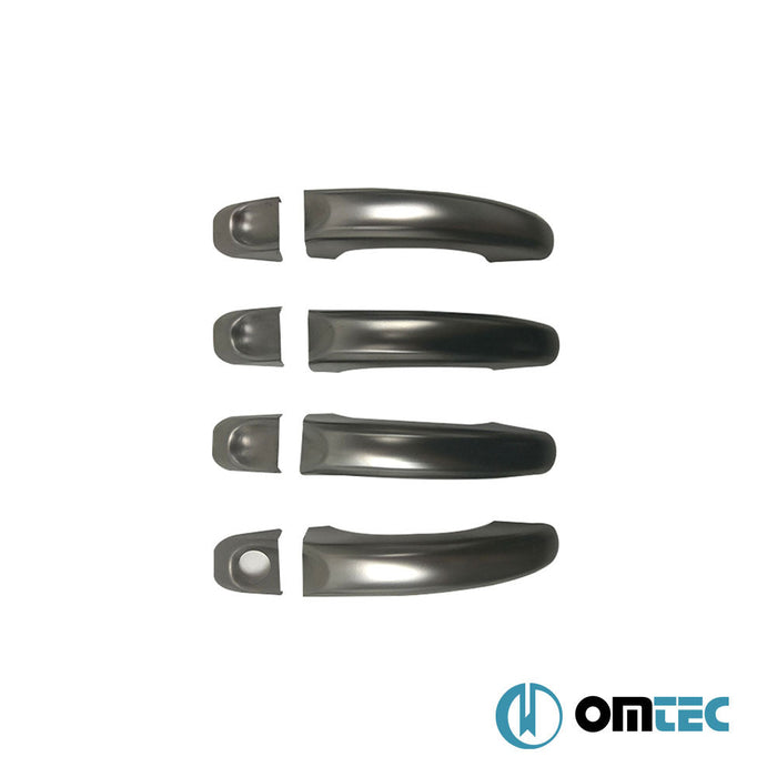 Kapı Kolu 4 Kapı 8 Prç. (H1) Paslanmaz Çelik (Siyah) - Volkswagen Amarok - PK 2H - (2010 - 2022)