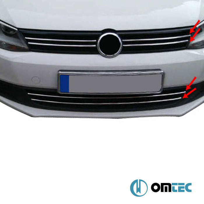 Ön Panjur ve Tampon Çıtası 6 Prç. Set P.Çelik (Parlak) - Volkswagen Jetta - SD 5C6 PRE - FL - (2011 - 2014)