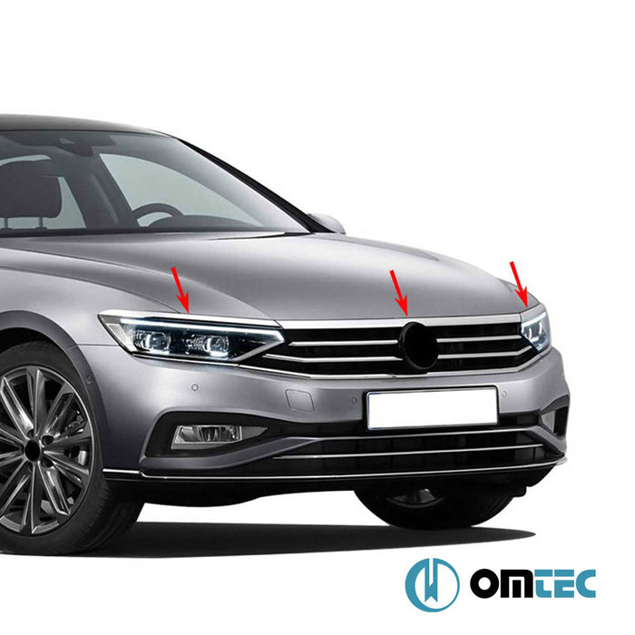 Far Üst Çıtaları 3 Prç. Paslanmaz (Parlak) - Volkswagen Passat - SD 3G(B8) - (2015 - 2019)