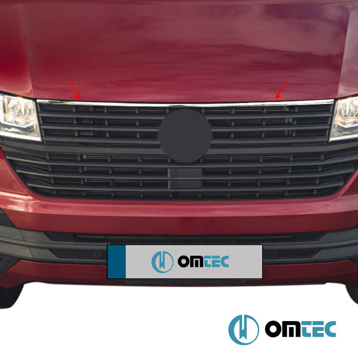 Ön Panjur Kaput Üst Çıtası 1 Pcs. P.Çelik (Parlak) - Volkswagen T6 Transporter - VAN T6 PRE - FL - (2015 - 2019)