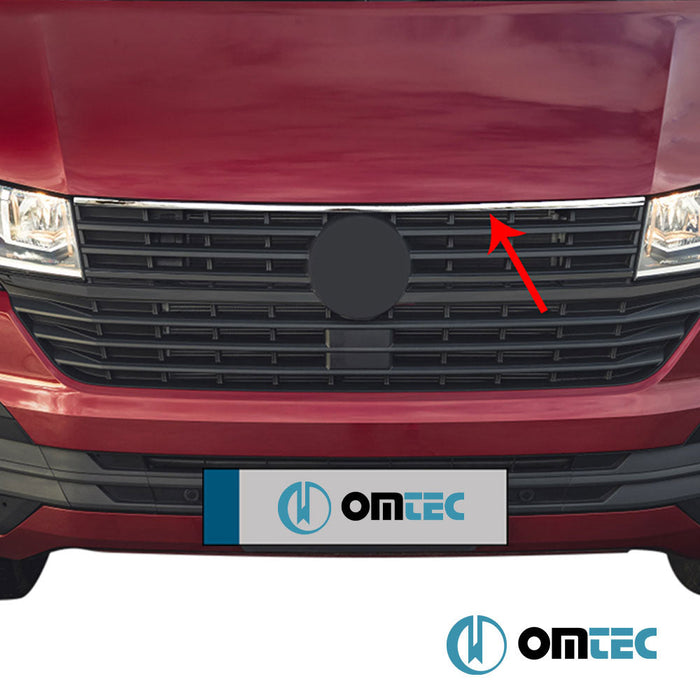 Ön Panjur Kaput Üst Çıtası 1 Pcs. P.Çelik (Parlak) - Volkswagen T6 Transporter - VAN T6 FL - (2019 - 2022)