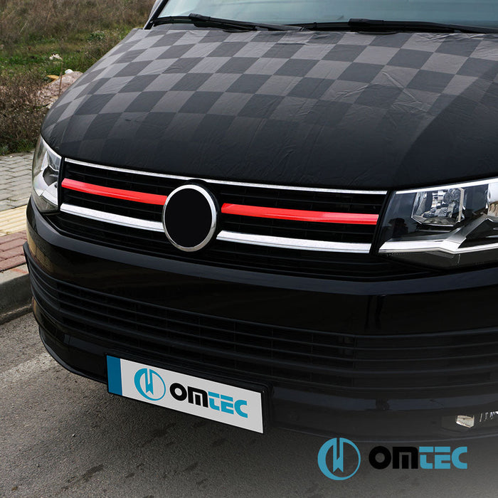 Ön Panjur 2 Prç. P.Çelik (Parlak). (Kırmızı) - Volkswagen T6 Multivan - VAN T6 PRE - FL - (2015 - 2019)