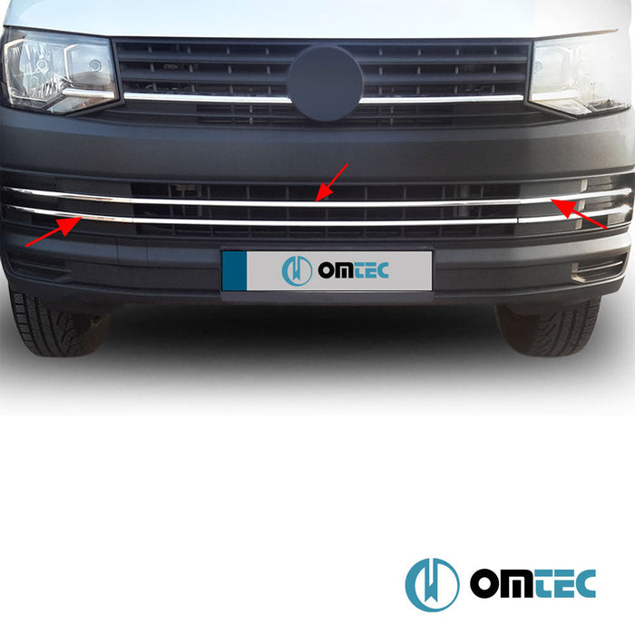 Ön Tampon Alt Izgara 6 Prç. P.Çelik (Parlak) - Volkswagen T6 Transporter - VAN T6 PRE - FL - (2015 - 2019)