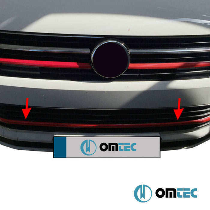 Ön Tampon Alt Izgara 3 Prç. P.Çelik (Parlak) (Kırmızı) - Volkswagen T6 Transporter - VAN T6 PRE - FL - (2015 - 2019)