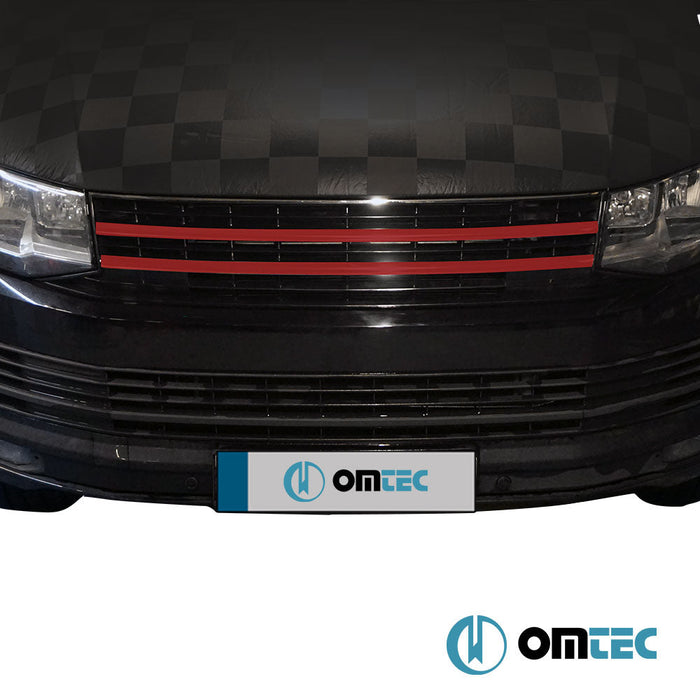 Ön Panjur 2 Prç. P.Çelik (Kırmızı) (Logosuz) - Volkswagen T6 Caravelle - VAN T6 PRE - FL - (2015 - 2019)