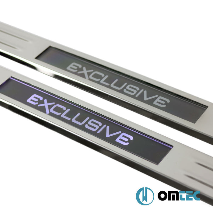 Kapı Eşiği (Işıklı - Exclusive - 45 cm) 4 Prç. Paslanmaz Çelik - Universal